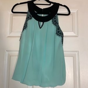 A.Byer sleeveless gathered bottom lace trim around  Beautiful Pale Green SZ S